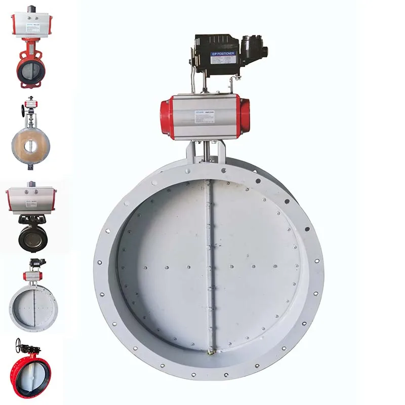 Cast Iron Carbon Steel Pneumatic Air Damper Butterfly Valve for High Temperature Water Media