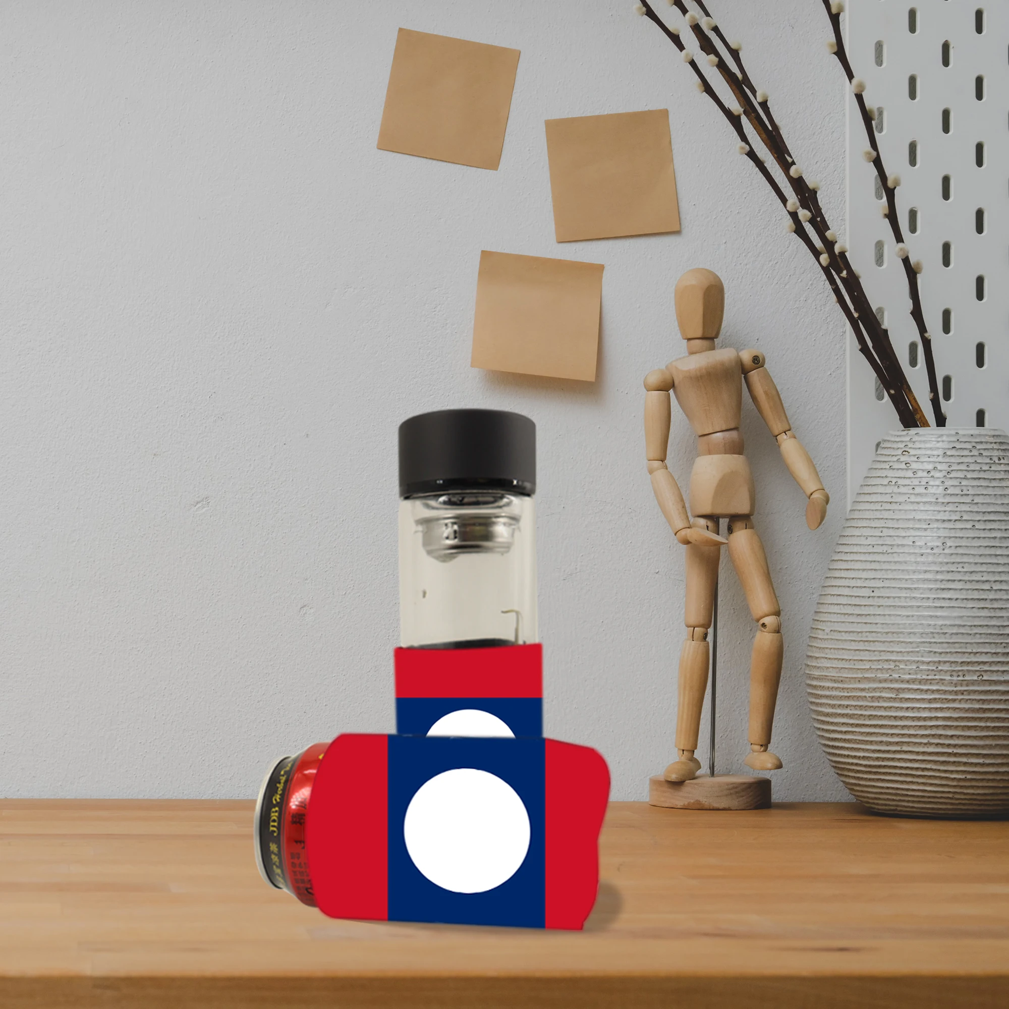 Customizable Neoprene Cup Sleeves for Tea and Beverages Reusable Laos flag colour Personalized Automobile tea cup sheath