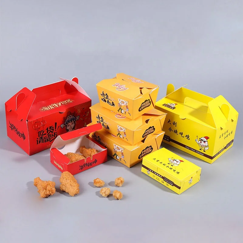 Custom Takeaway Fried Chicken Box Fast Food Packaging Disposable French Fries Packaging Burger Fry Chicken Paper Boxes With Logo