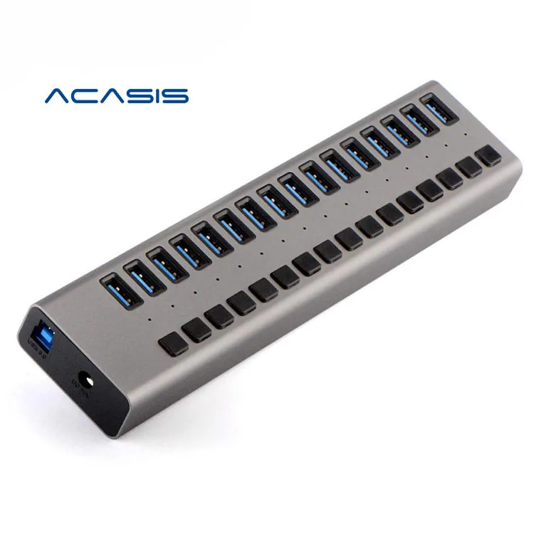 Acasis Высокое качество USB хаб 16 портов 3 0 украшенное мозаикой из драгоценных камней 12V/7.5A адаптер питания для планшетного компьютера и