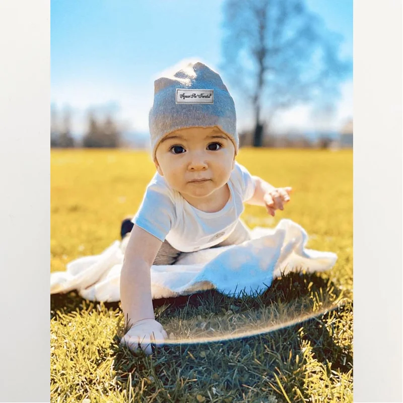 Wholesale  Knit Sprinkle cotton knit kid hat and beanie no pom pom