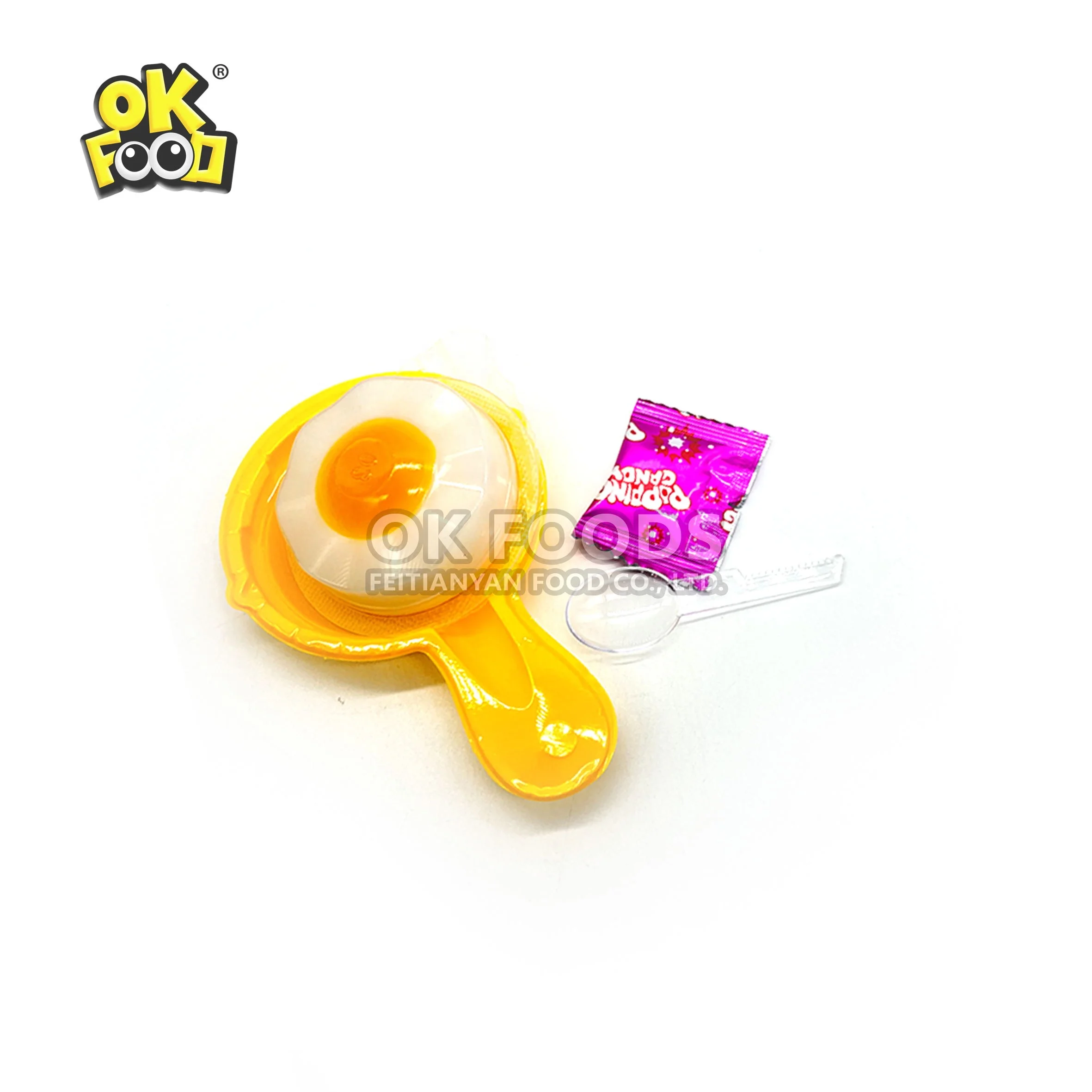 2022 high quality fun popping candy with fruit flavored omelette shaped jelly pudding No.1060