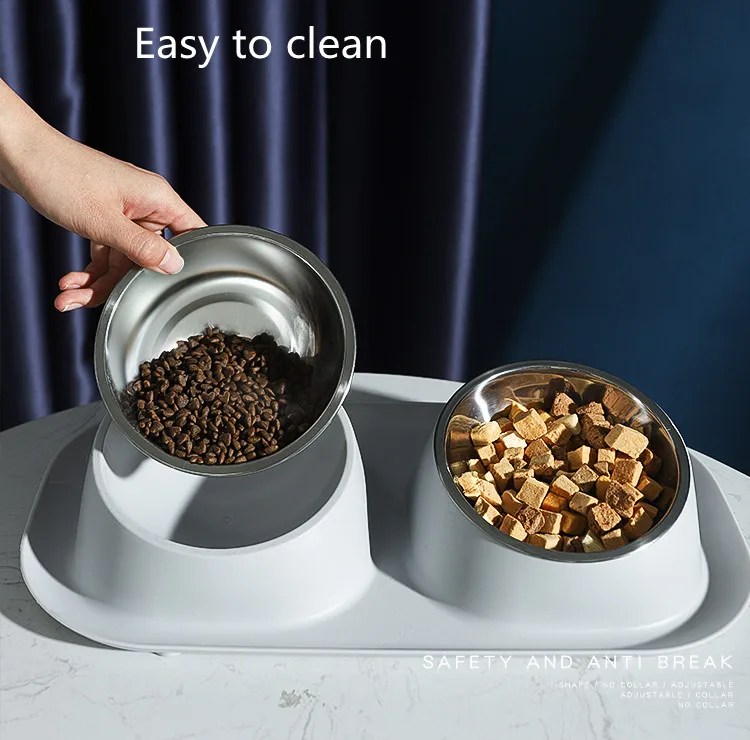 Hoopet Double Stainless Steel Pet Dog Feeder Bowl Kit With Anti Slip Mat