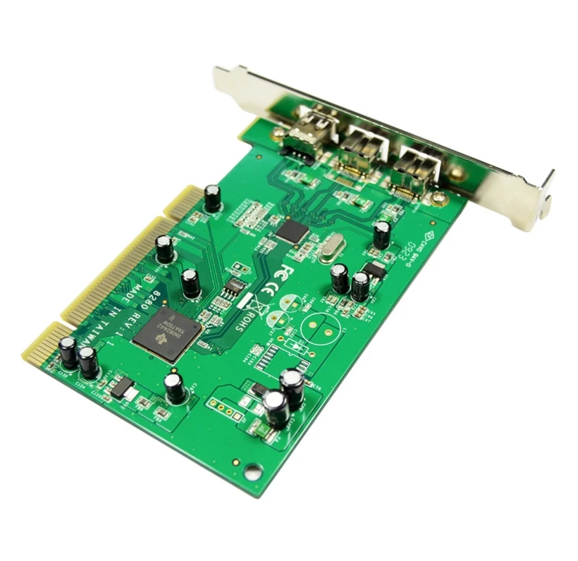 PCI 3 Ports Firewire ieee 1394 card 2 ports 1394B and 1 ports 1394A TI8280 chipset