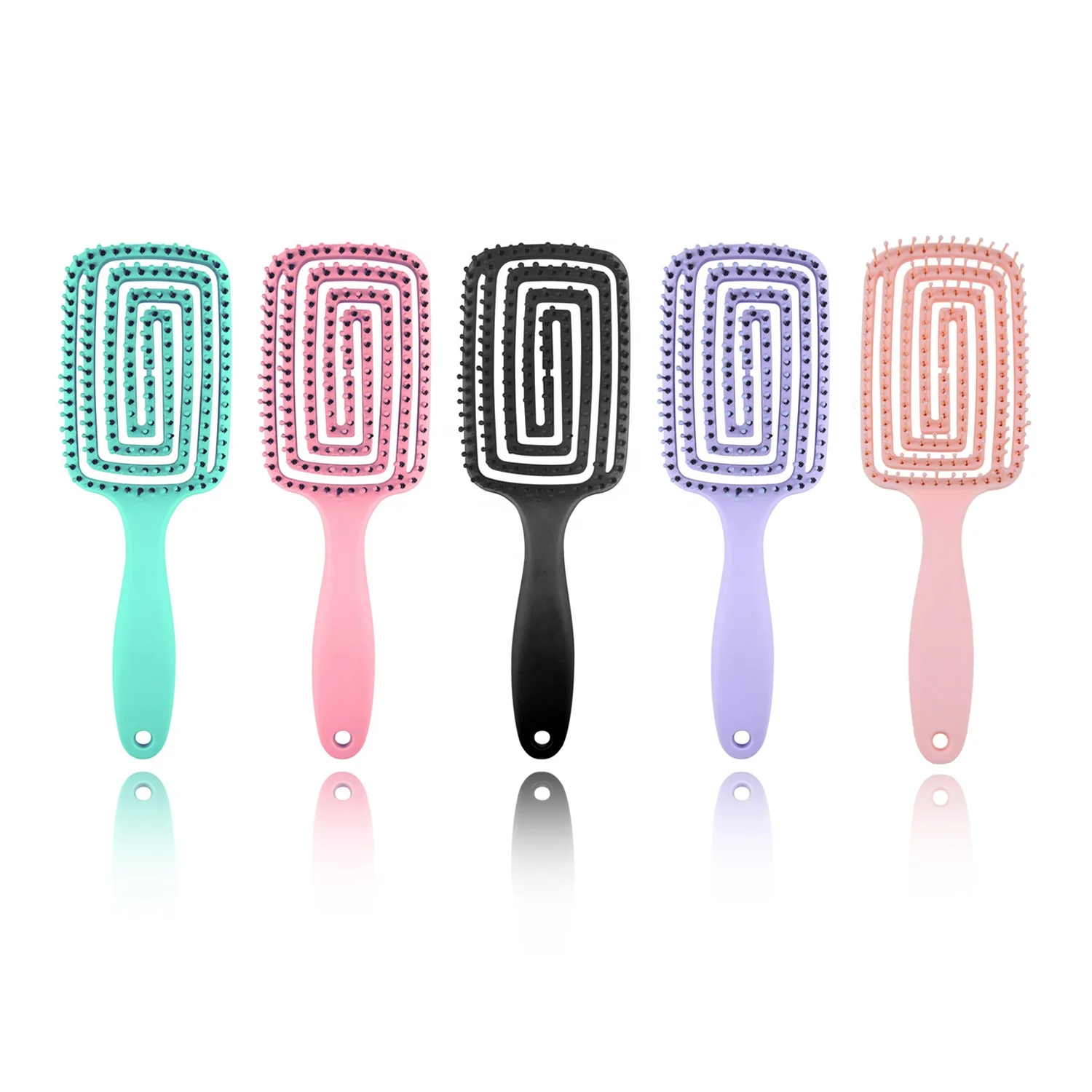 Pro Curved Vent Styling Hair Brushes for Women Wet Dry Curly Thick Hair Anti-static Detangler Paddle Brush With Nylon Bristles