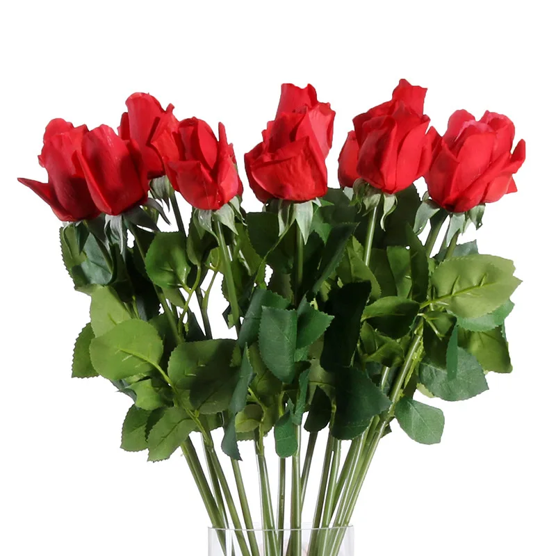 JMRS1005-54CM-D6 single stem Factory Direct Sale White Artificial Roses Flowers For Wedding And Home Decoration