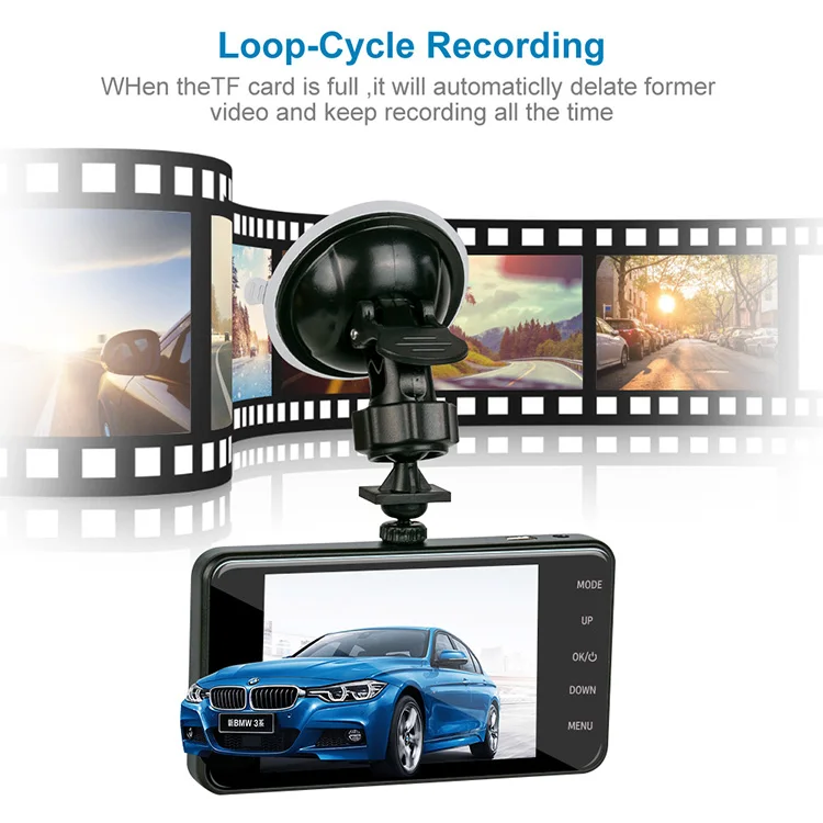 Товар EGO amazon Лидер продаж Автомобильный видеорегистратор с 4 IPS Full HD 1080P камерой в черном корпусе двумя объективами 4-дюймовый