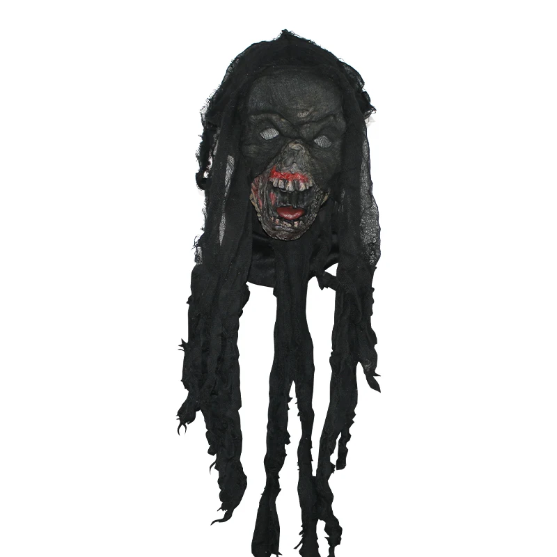 Custom Logo Halloween Horror Ghost Mask Cosplay Scream Latex Mask Movie Party Scary Scream BLACK Ghost Mask