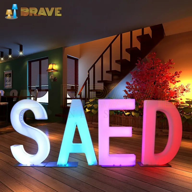 led marquee letters 16 Colors Changing RGB led solar letter lighting Illuminated Pe Plastic For Outdoor Advertising decorative