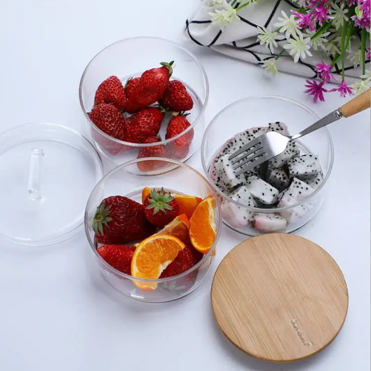 Home kitchen multilayer High Borosilicate Glass Storage Jar With Bamboo Lid