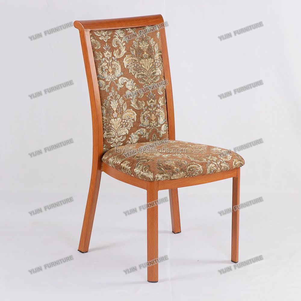 5 stars contract hospitality wood grain aluminum hotel banquet dining chair