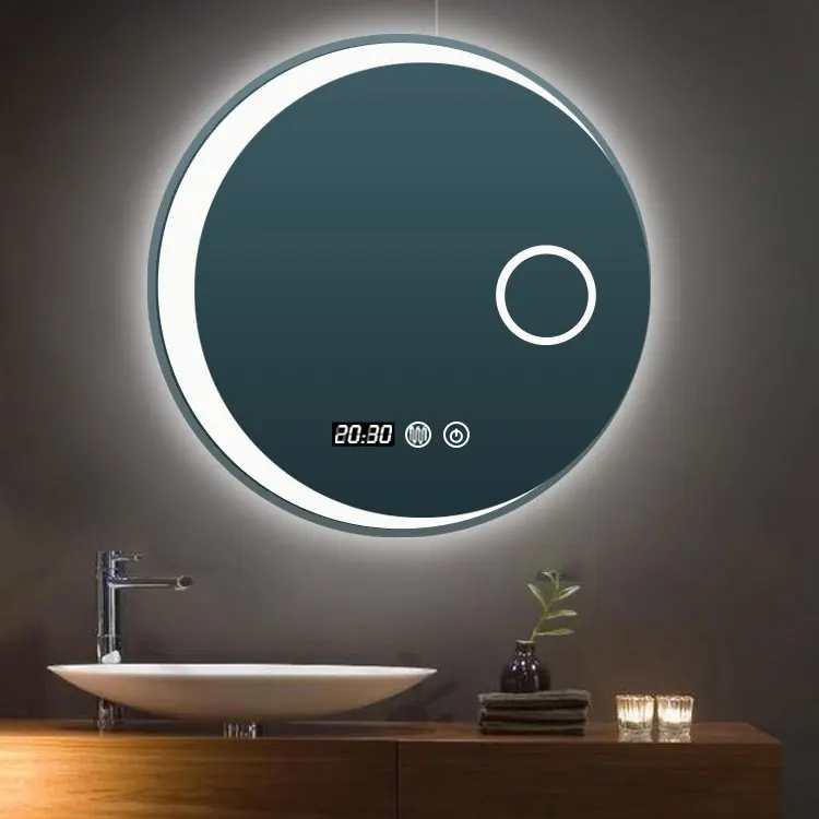 chinese modern wc cabinet smart magnifying round bathroom mirror with led lights