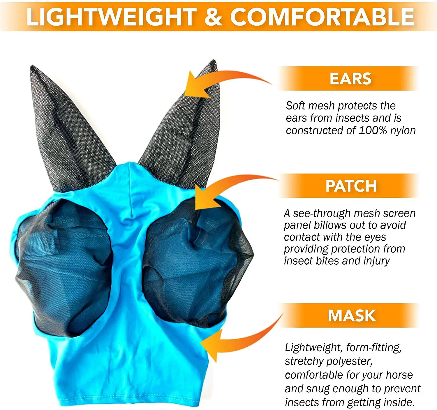 2021 hot selling Breathable horse fly mask High quality Protection