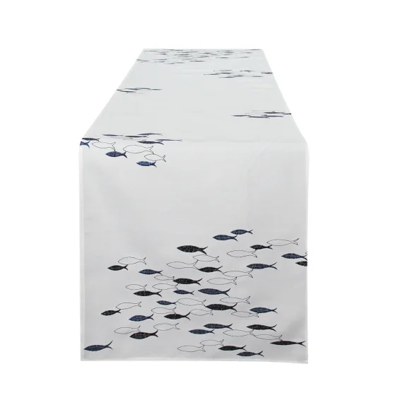 
Stunning Whole Factory Supply Hot Sale High Quality Custom Fishes Embroidered Table Runner 