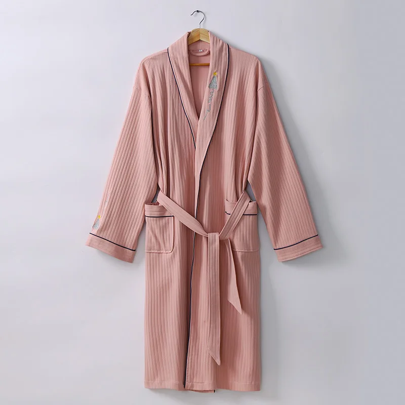 Pure Cotton four seasons wear Woman Bathrobe thin water absorbing bathrobe long winter robes adult