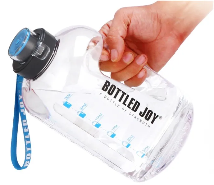 
Outdoor BPA Free 1Gallon Large Drinking Big Water Bottle Hydration with Motivational Time Marker Reminder For Sports 