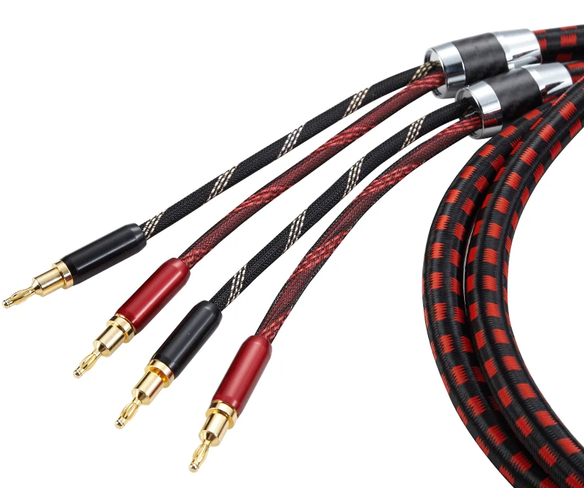 High end OFC 24k gold plated banana connector cable HiFi bare copper speaker wire cable