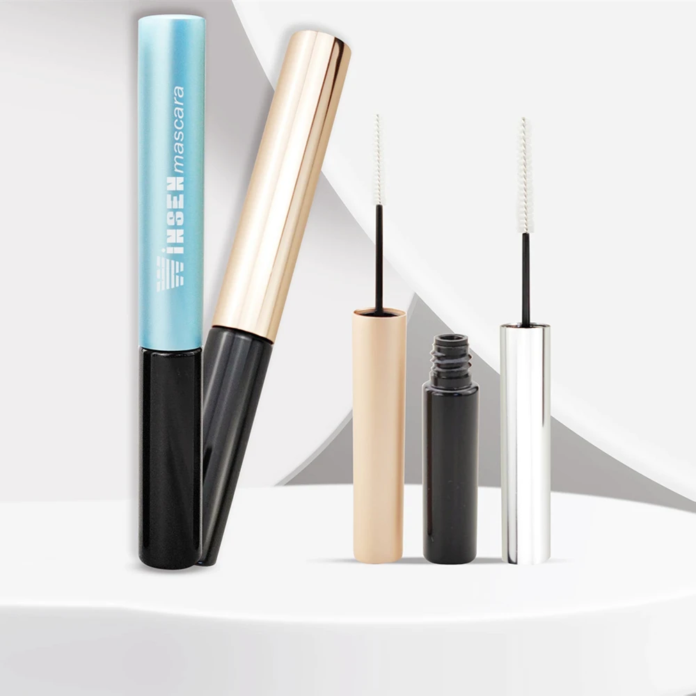 Classical aluminum mascara bottle style with volumizing brush , empty 8ml mascara bottle , matte color mascara packaging