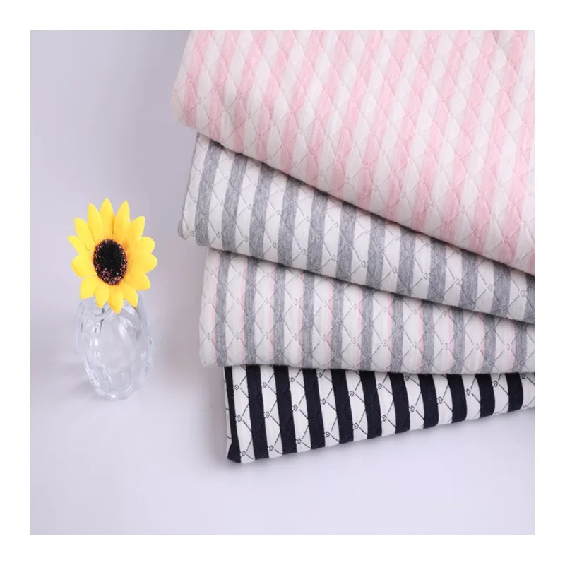 Breathable Organic 88%Cotton 12% Polyester Jacquard Knitted Mattress yarn dyed  Fabric for winter sleepwear