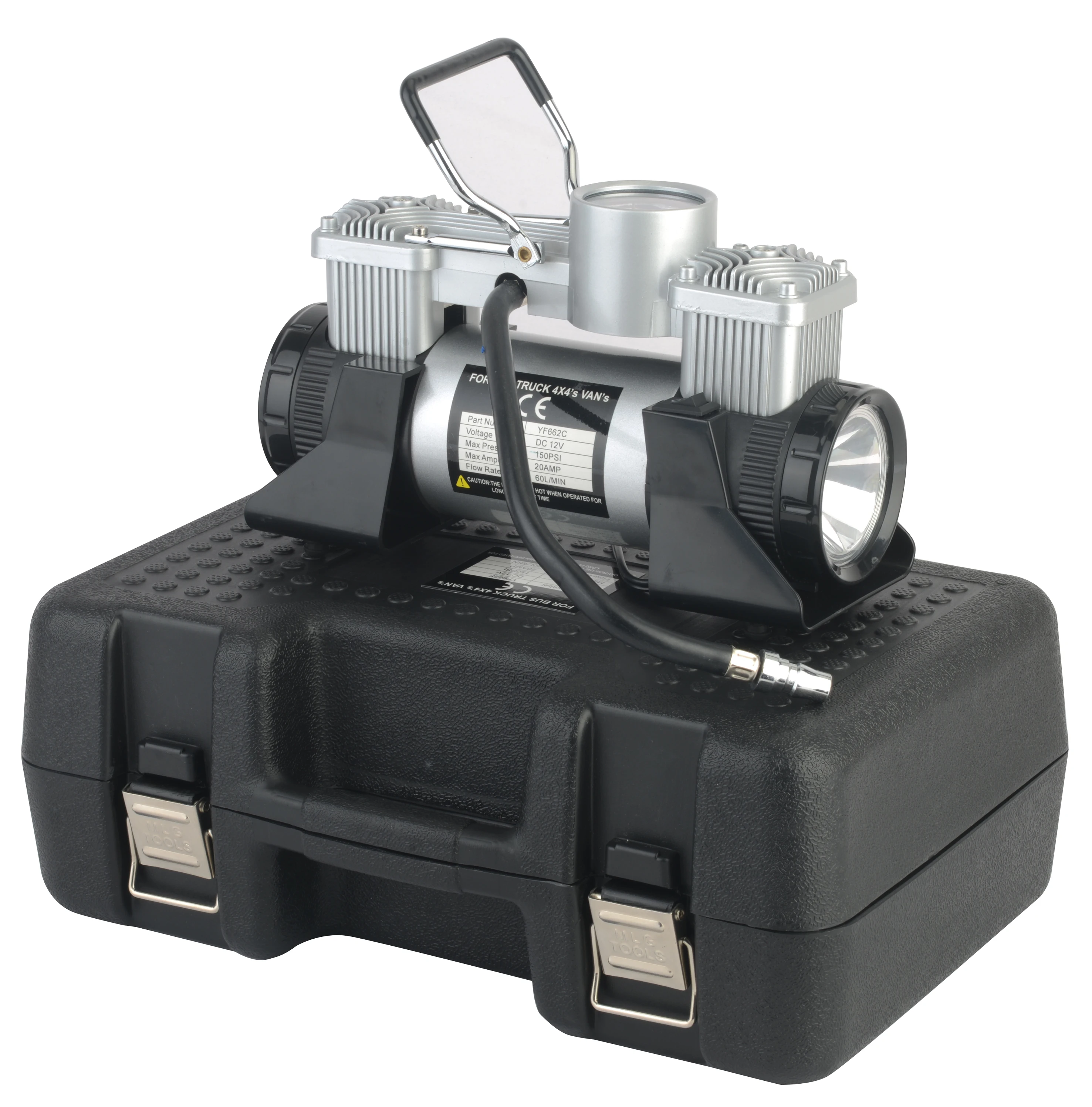 Воздушный насос для шин DC 12 В, 2 цилиндра, портативный автомобильный воздушный компрессор 150psi 22 мм, насос для шин с металлическим манометром