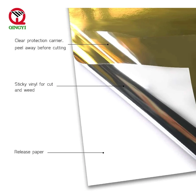 Metallic Self adhes vinyl adhesive film die-cut vinyl paper colorful roll vinilo adhesivo metalizado for cutting plotter
