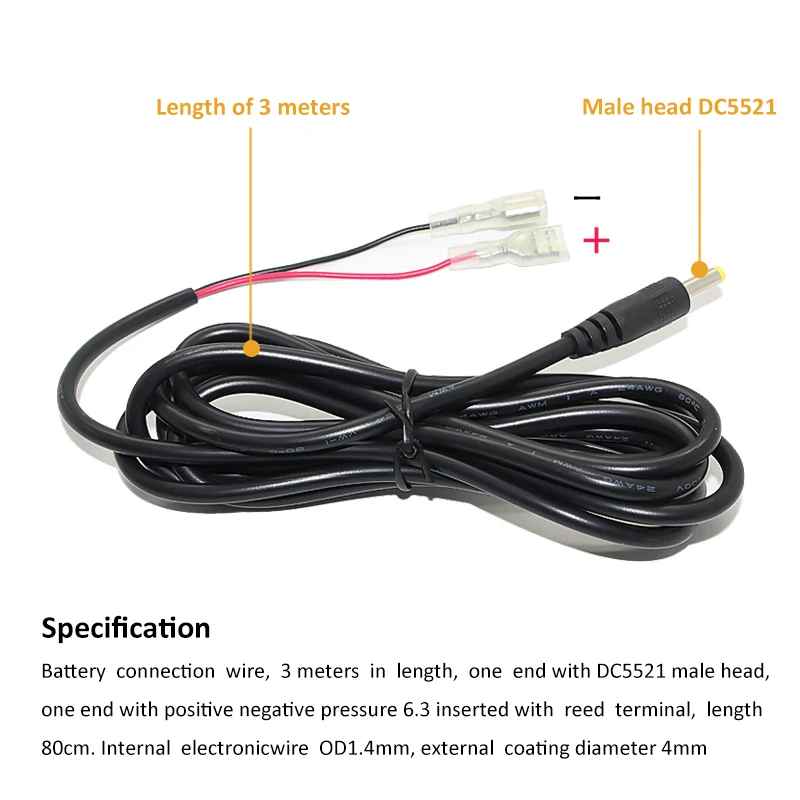 21 Year Factory Keepguard Tail Camera power cable 3 meters external DC5521 Connecting Wires for game cameras
