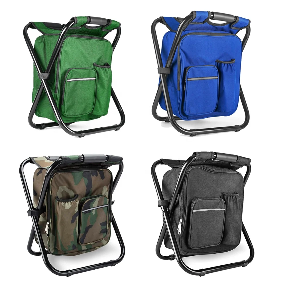 YILU Backpack Fish Cooler Bag Chair Camping Hunting Fishing Chair with Front Pocket and Bottle Pocket Folding Chair For Fishing