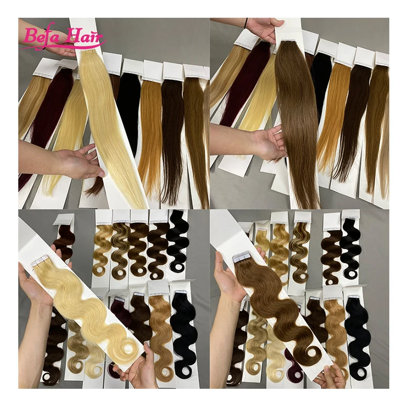 Double drawn hair virgin brazilian invisible pu skin weft seamless tape hair extension