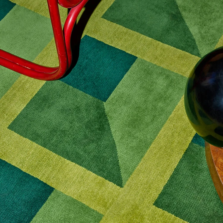 Chess board Garden Maze Green Hand Tufted Rug Handmade Carpets for Home Bedroom Office Living Room Hall Villa Private residence