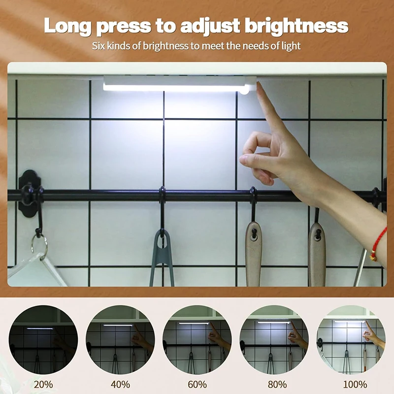 10cm/20cm/30cm/50cm Rechargeable LED Under Kitchen Cabinet Lighting Wireless Motion Sensor Night Light Cabinet Light
