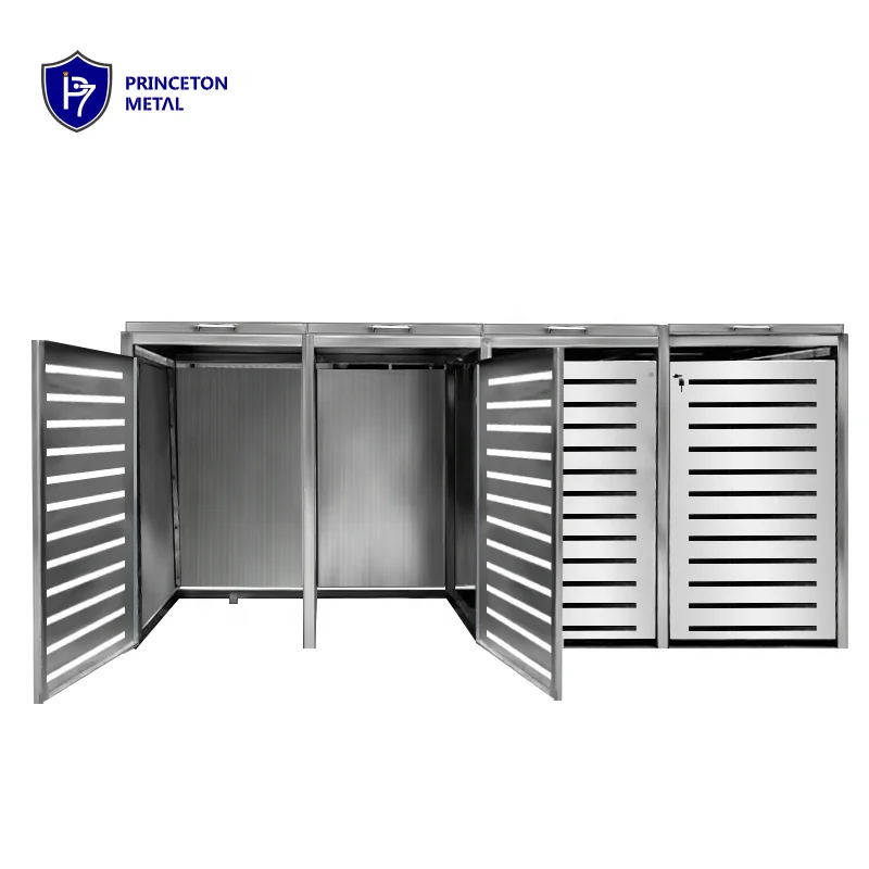 Manufacture Morden Customized Metal Steel Trash Can Shed Garbage Bin Shed For Online Sale