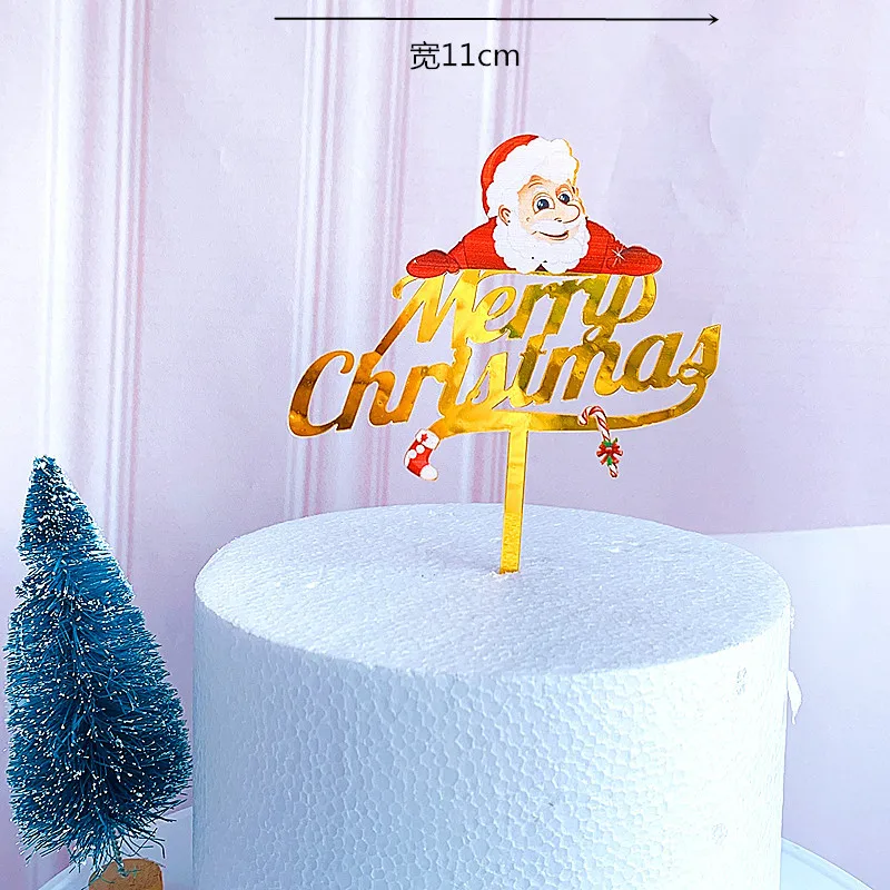 2024 Acrylic Christmas Cake Topper Santa Antlers Baked Dessert Cake  Decoration for Party Decoration