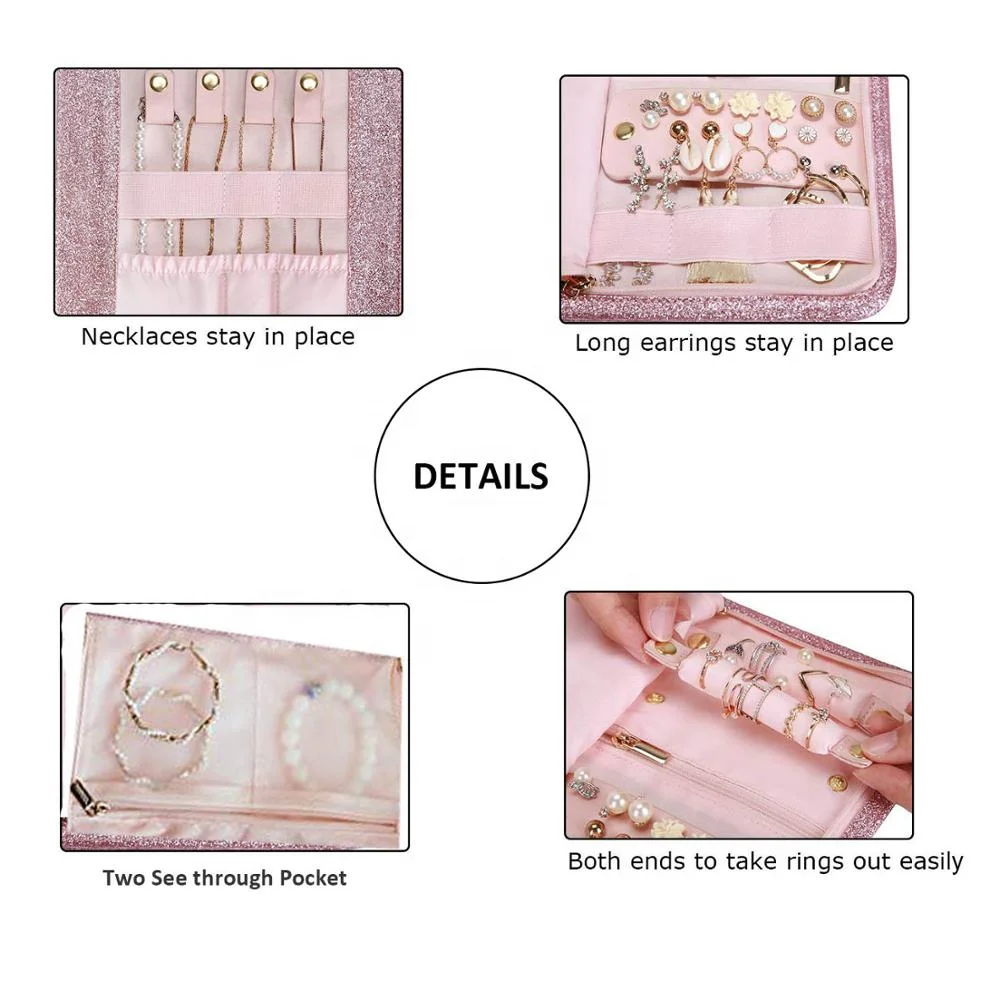 Новый стиль, розовая блестящая дорожная сумка-Органайзер для ювелирных изделий