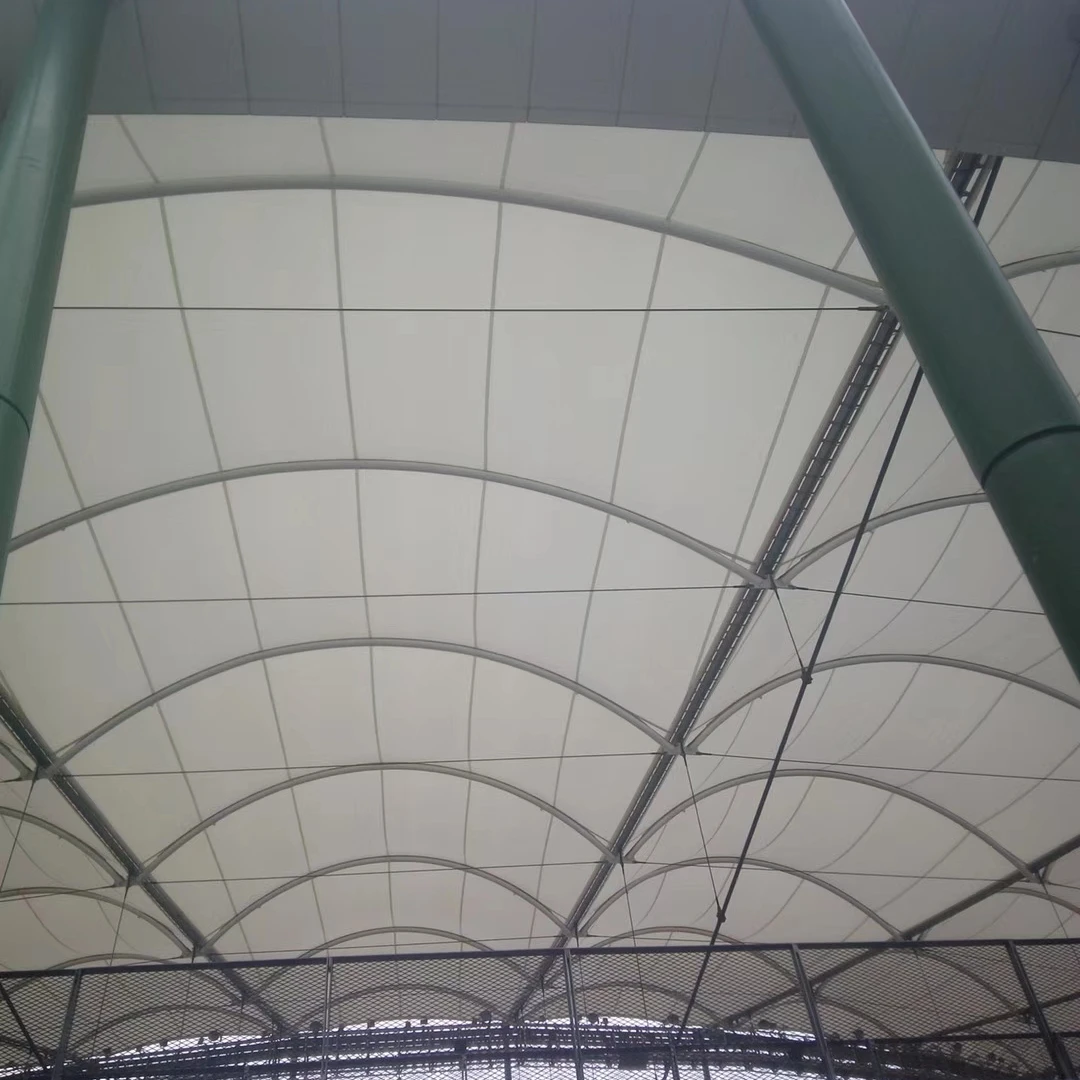 Architectural membrane structure for outdoor shading and rainproof covering the roof