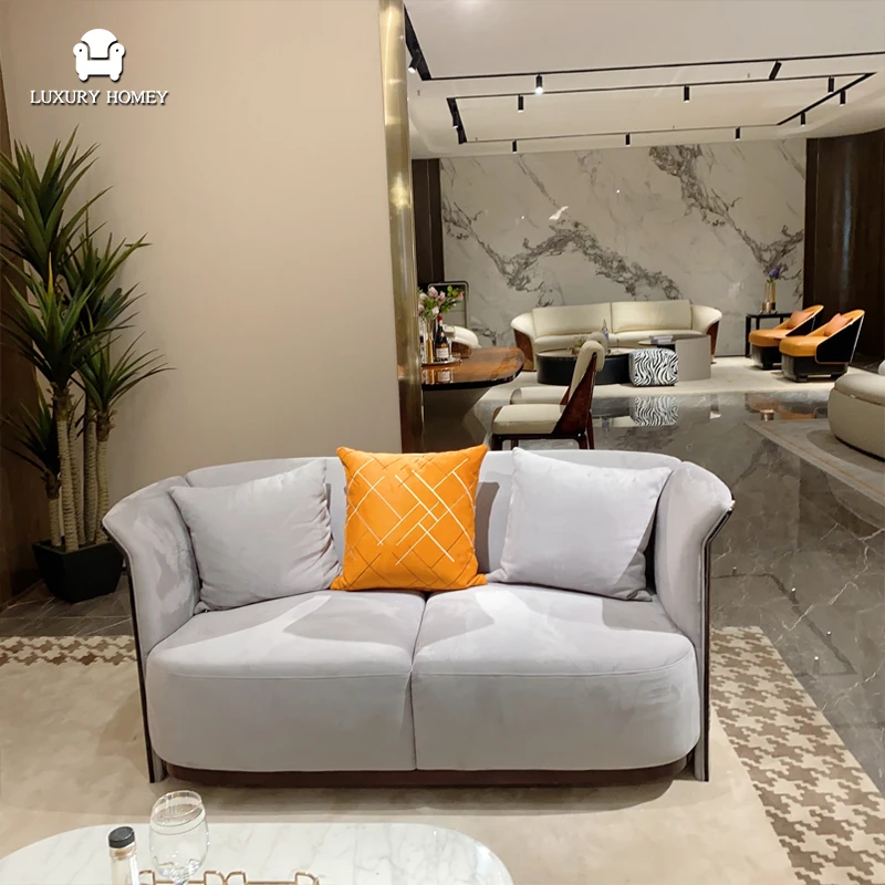 Italian high-end luxury leather living room furniture set modern designer fashion large villa luxury living room sofa set