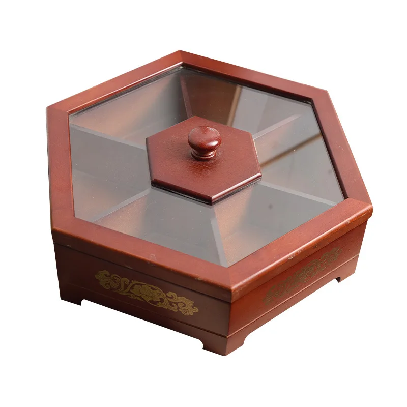 Cheap Multi Compartments Snack Storage Container Sectional Tray Wooden Candy Tray Dried Fruit Box For Candy/Dry Fruit/Nuts
