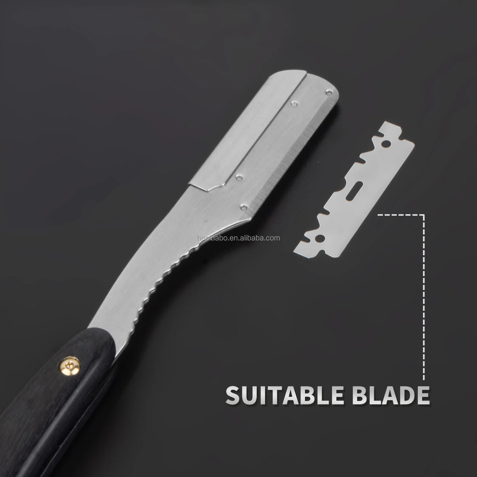 304 Stainless Steel Cut Throat Razor Techno Wooden Handle Straight Razors Finger Ring Barber Razor For Women Men Beard Shaving