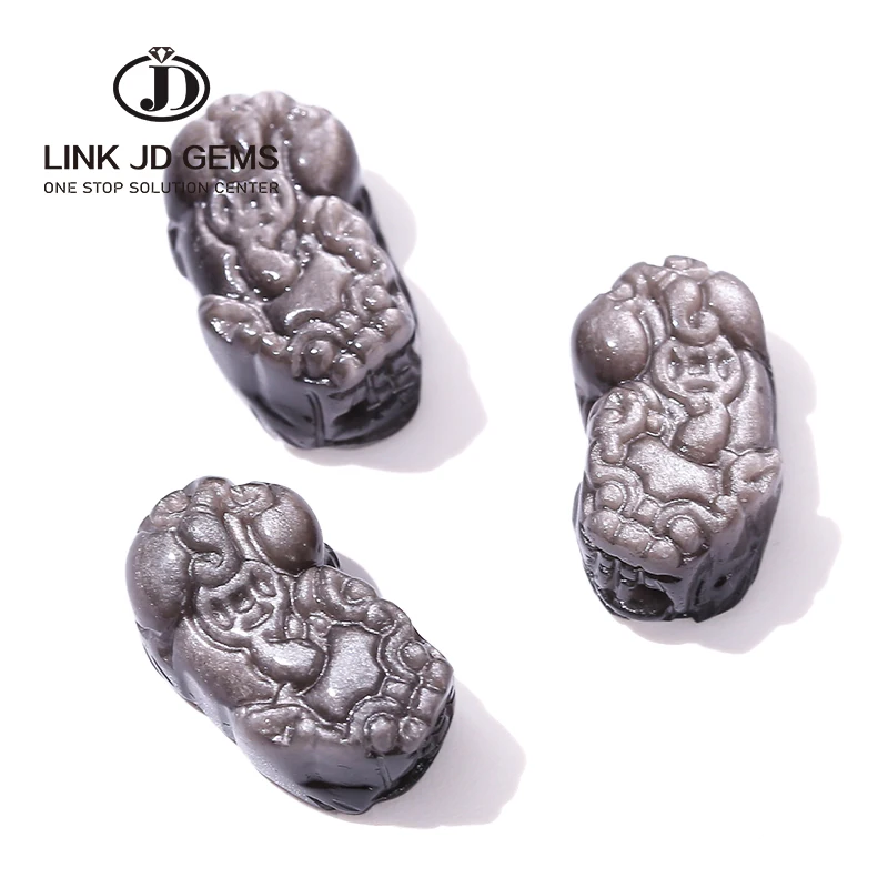 JD 100%Natural Gemstone Pendant 10*14mm Gray Moonstone Crystal Quartz Amethyst Agate Feng Shui Wealth Luck PIXIU Shape Pendant