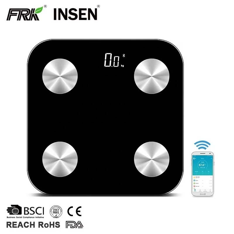 180Kg 396Lb Personal Smart Water And Fat Colorful Digital Electronics Blue tooth Bathroom Body BMI Fat Scale With App
