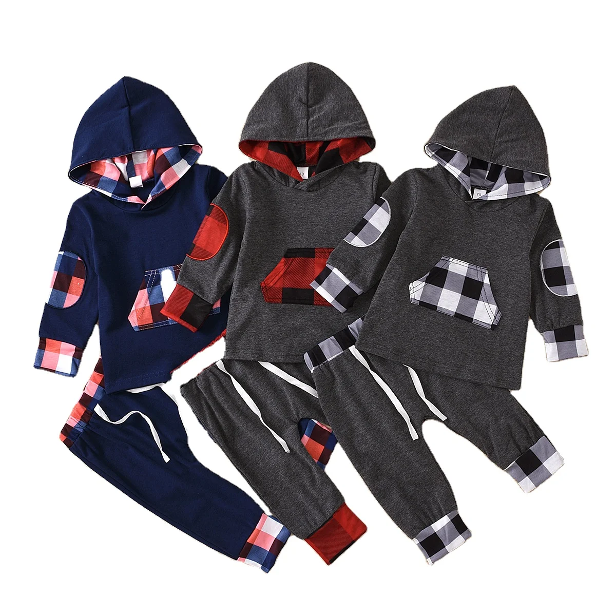 Детский комплект одежды для мальчиков на осень и зиму, спортивный комплект детской одежды с капюшоном, модная осенняя одежда для мальчиков из 2 предметов