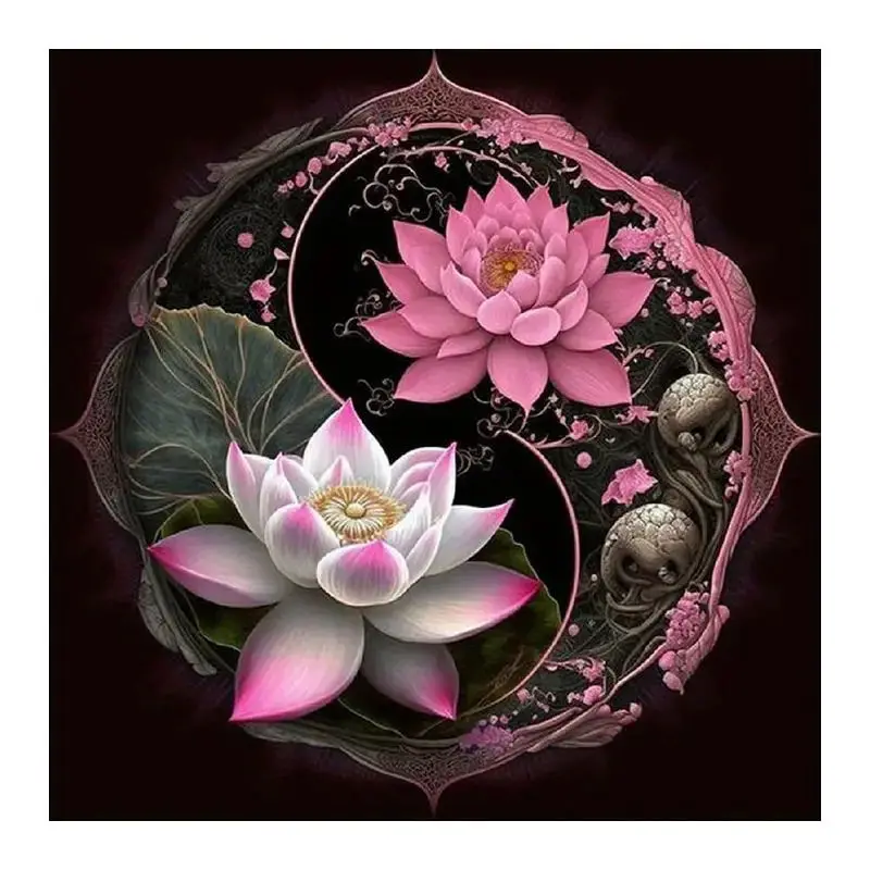Full Drills 30x30cm Mosaic Embroidery Lotus Handicrafts Tai Chi Diamond Painting 5d Floral Home Decor Flower Drawing Gift