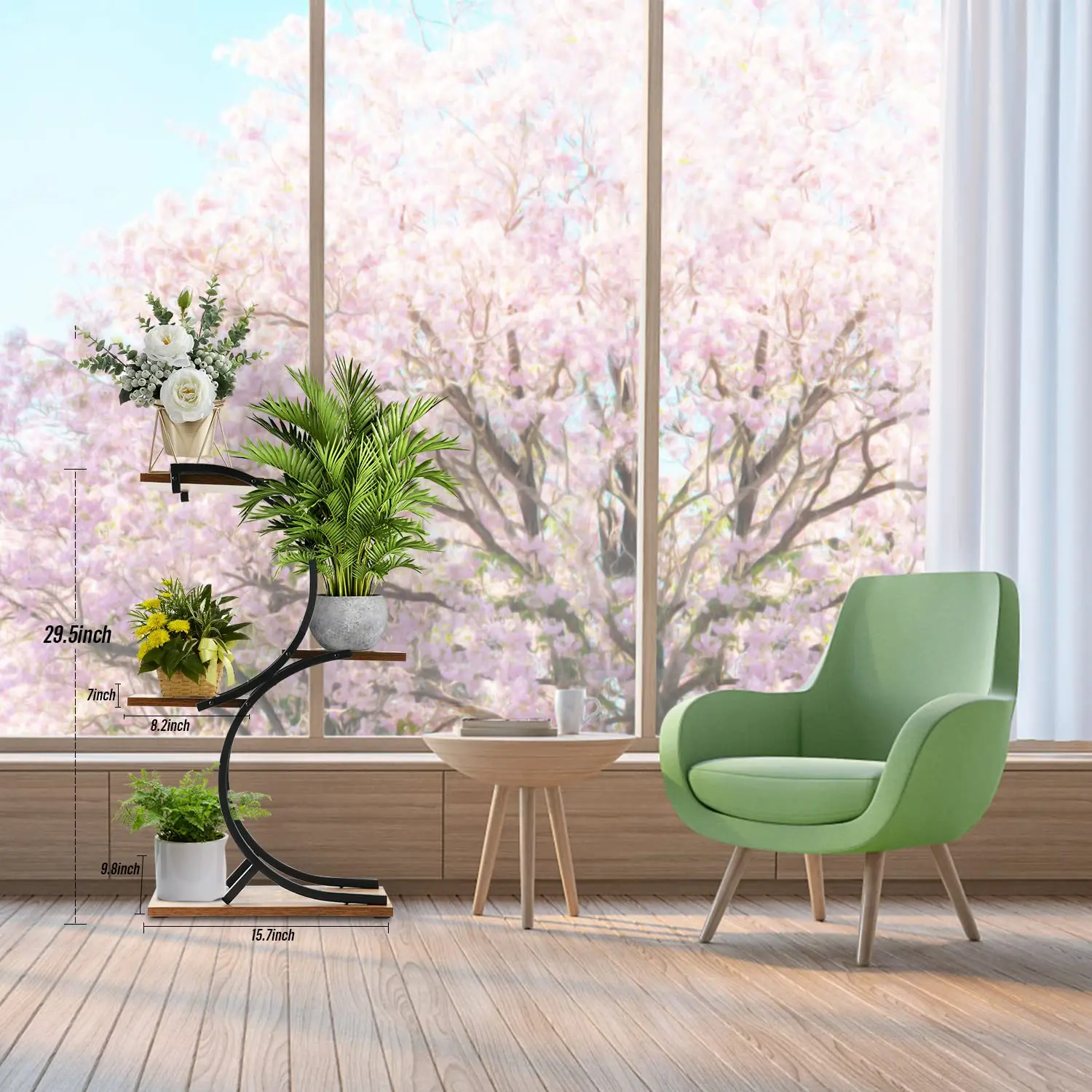 Suoernuo Office Home Decor Indoor 4-Tier wrought iron Flower Green Plant Stand