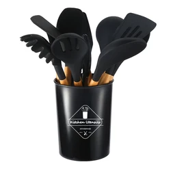 12 Pieces In 1 Set Kitchenware Wooden Handles Utensilios De Cocina Kitchen Accessories Silicone Spatula Cooking Utensil Set