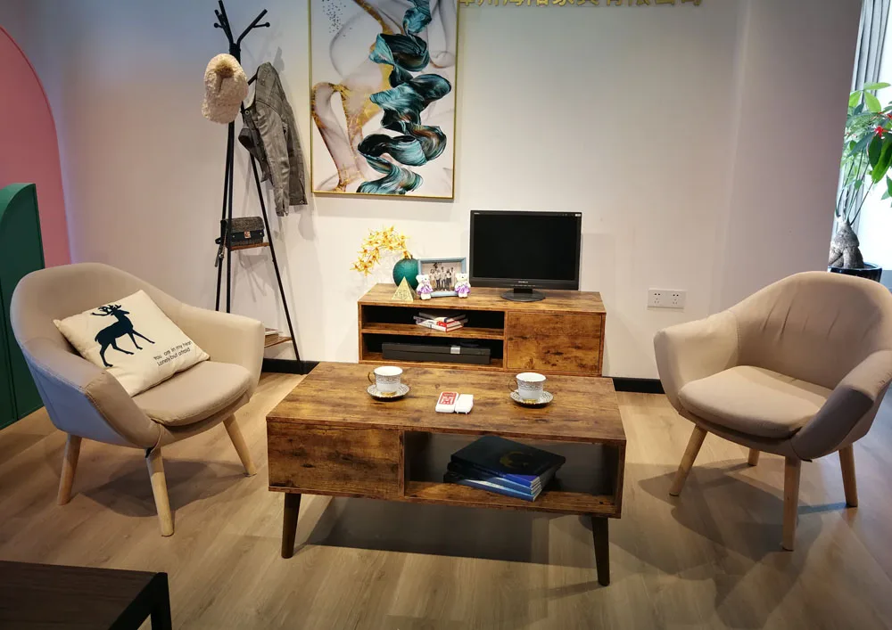 Living Room wood Cocktail Table TV stand Rectangular Sofa Coffee Table with Storage Shelf