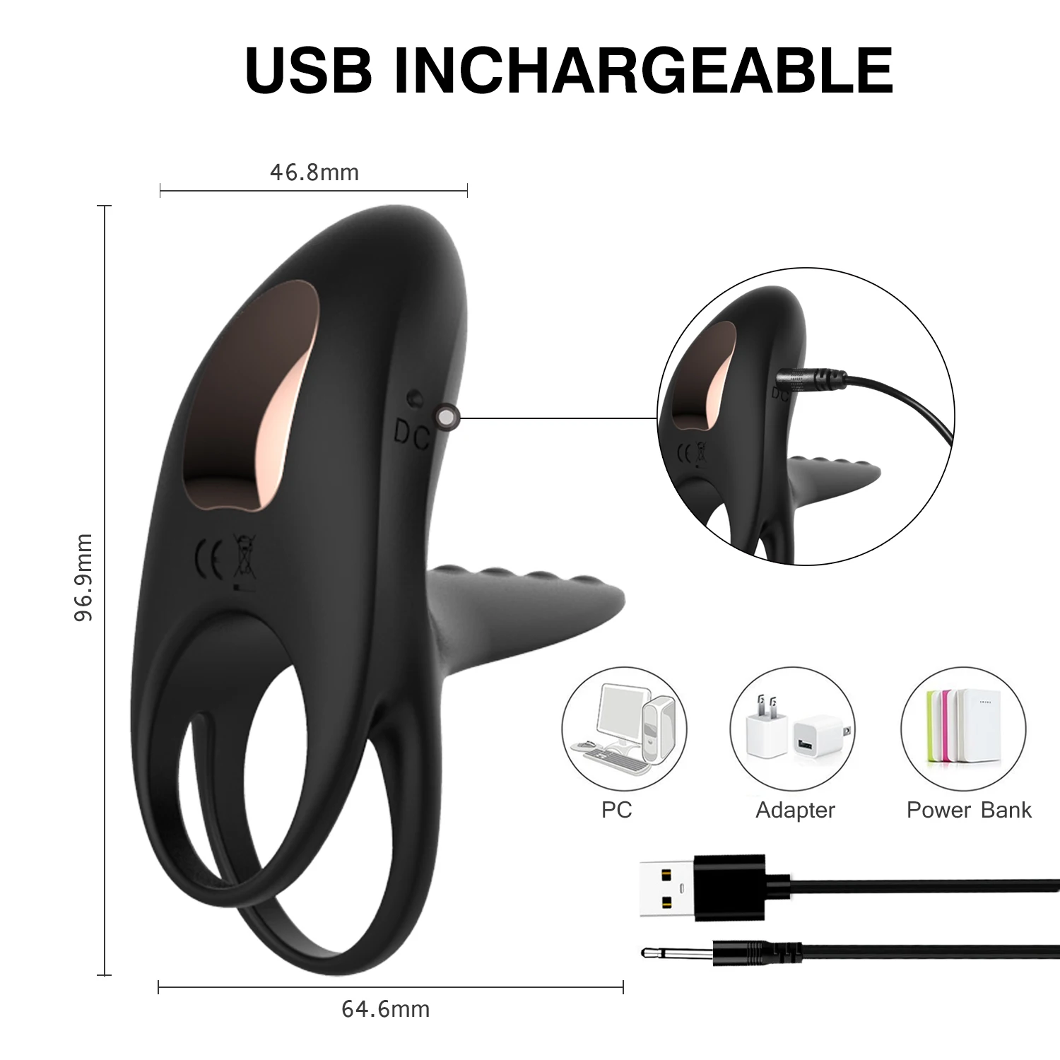 WinYi WaterProof USB Rechargeable Vibrating Cock Ring Medical For Man Big Dildo Silicone Adjustable Penis Ring