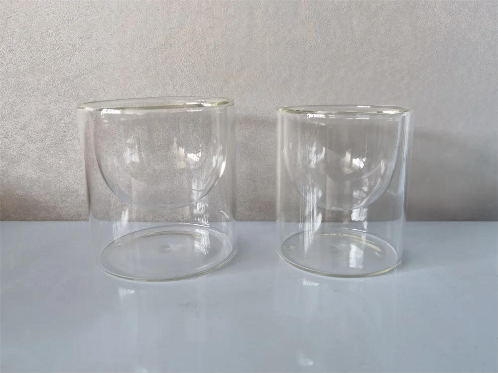 Home Decorative Colorful Hand Blown Scented Candle Vessels Double Wall Luxury Borosilicate Glass Jars