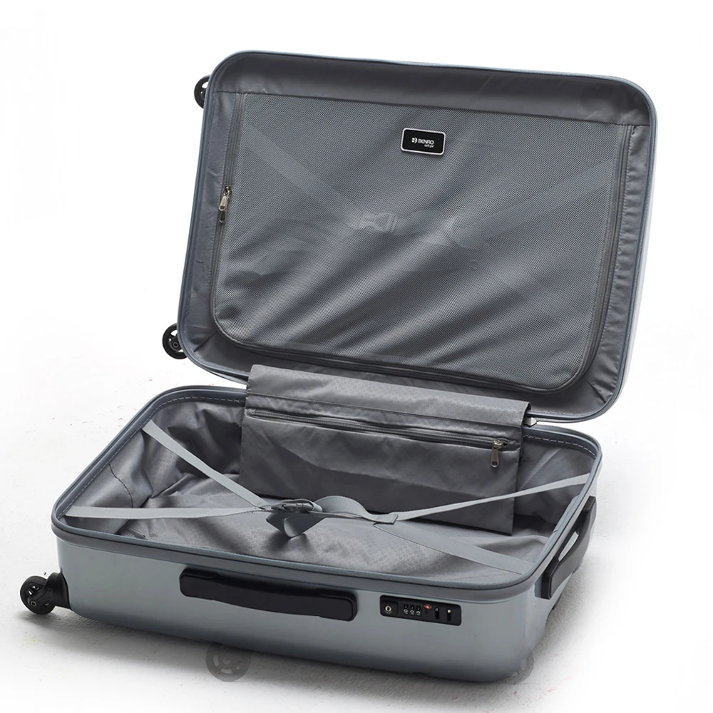 BENRO Black Silver Blue Carry-on Lightweight Luggage Cabin 4 Wheel Trolley Suitcase Set