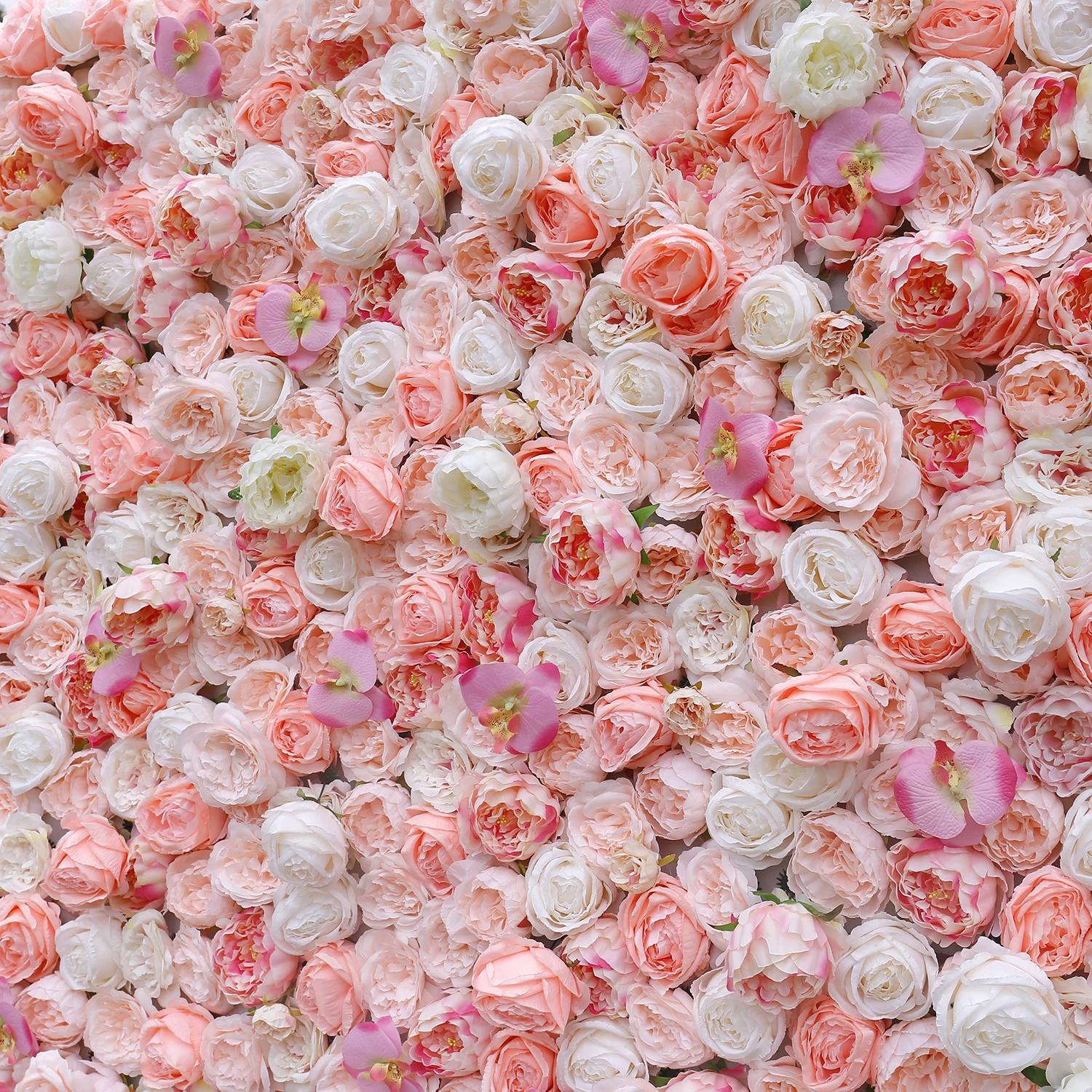 Wholesale fabric flowers, orchids, roses, peonies, flower wall tables, family parties, weddings, restaurant decorations