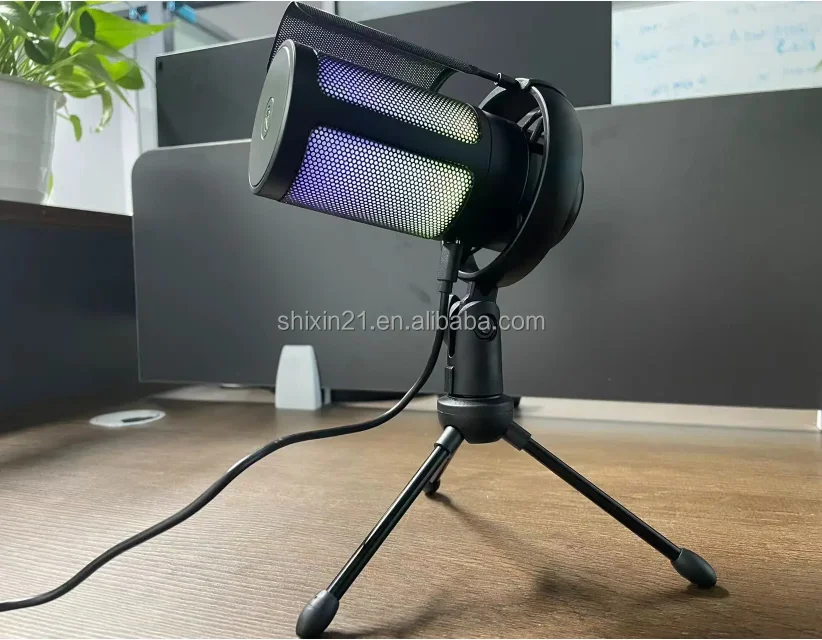 ME6s Desktop Microphone Usb Rgb Live Podcasting Professional Rgb gaming studio Condenser Microphone With Adjustable Tripod Stand