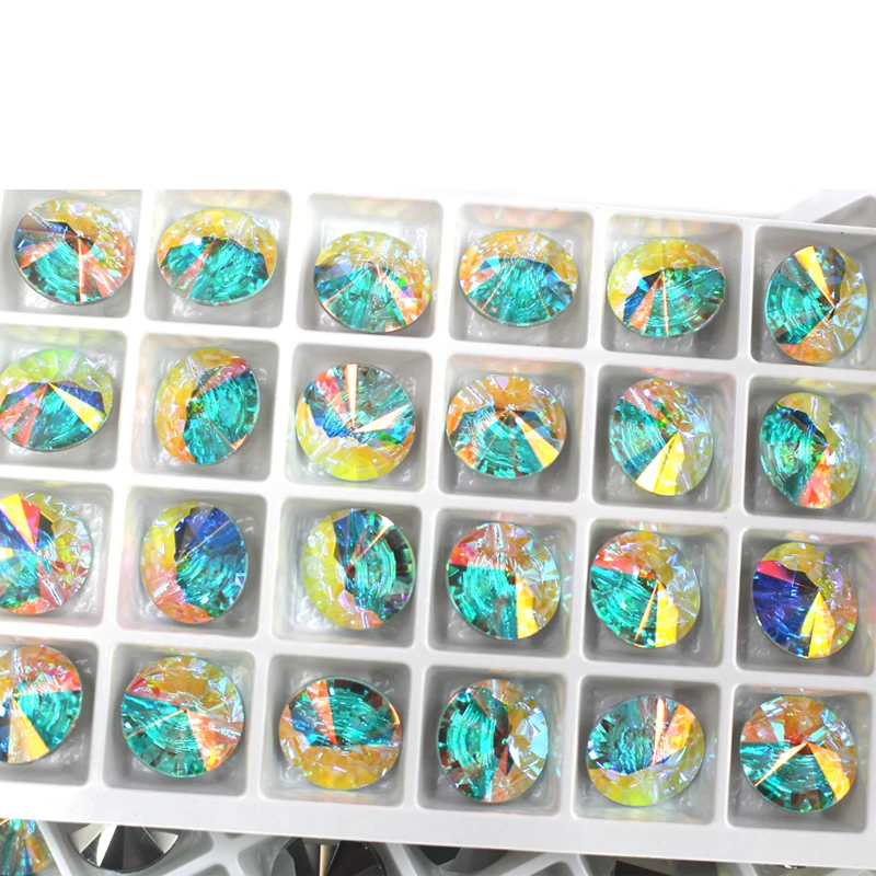 Lucky K9 top quality sew on Rivoli button  crystal ab hematite sew on rhinestone button for garment Sofa